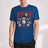 Blue cotton short-sleeved T-shirt with AMERICAN LEGEND gorilla graphic print, summer fashion.