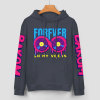 Navy blue cotton hoodie with 'FOREVER' donut graphic, DAKUM and CHRONM sleeve prints, youth fashion style.