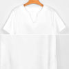 White V-neck 7-point sleeve polyester dress, perfect for leisure and shopping at Inkedjoy.