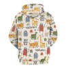 Plus size adult sweatshirt with colorful animal print, comfortable polyester hoodie with drawstring