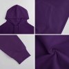 Purple cotton hooded sweater fabric details, youth fashion style.