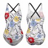 Floral print ladies one-piece swimsuit with adjustable straps and flattering design, beach swimwear
