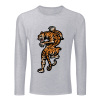 Men's Gray Long Sleeve Crew Neck T-shirt with Tiger Print