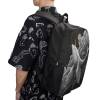 Black 17 inch Shoulder Backpack with whale illustration made of 600D polyester