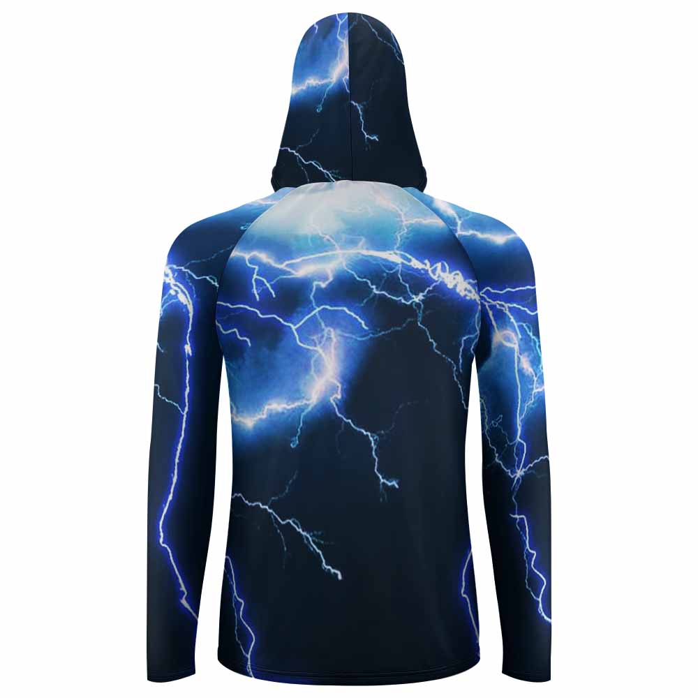 Men's Blue Lightning Print Sun Protection Hoodie
