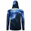 Men's Blue Lightning Print Sun Protection Hoodie