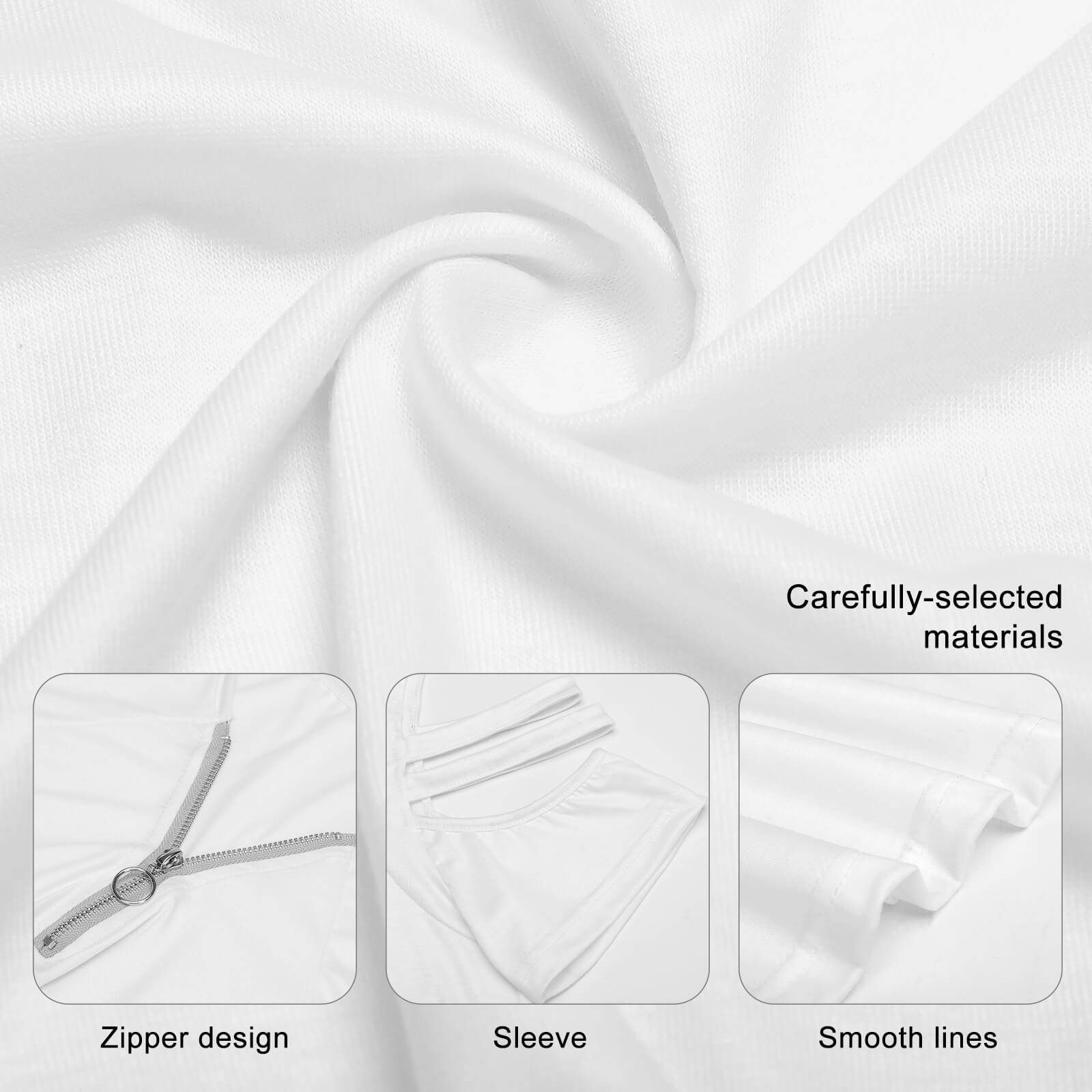 Ladies BE Zip Off Shoulder Top fabric, 95% polyester and 5% spandex, V-neck design, skin-friendly material.
