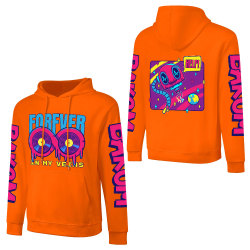 New pure cotton orange hooded sweater with custom design, featuring Youth Personality style, suitable for fashionistas.