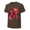 Men's brown cotton t-shirt with red monster graphic print, Inkedjoy product