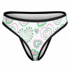 Women's Ice Silk T-back underwear with pastel green and pink heart pattern, comfortable elastic waistband