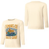 Cream pure cotton long sleeve T-shirt featuring "I DON'T SEE YOU IN MY BLUE SKY" graphic, casual wear.