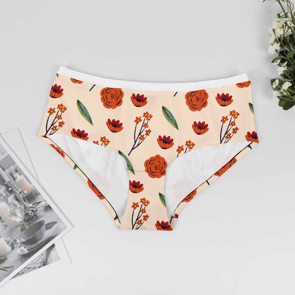 Women's lace underwear with floral print, made of lycra, comfortable and elastic, suitable for daily wear.