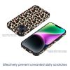 iPhone 14 with leopard print fiber skin case, scratch-resistant and stylish. Effectively prevents unwanted scratches.