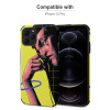 Microfiber iPhone 12 Pro case with abstract portrait design, yellow background, compatible with iPhone Pro