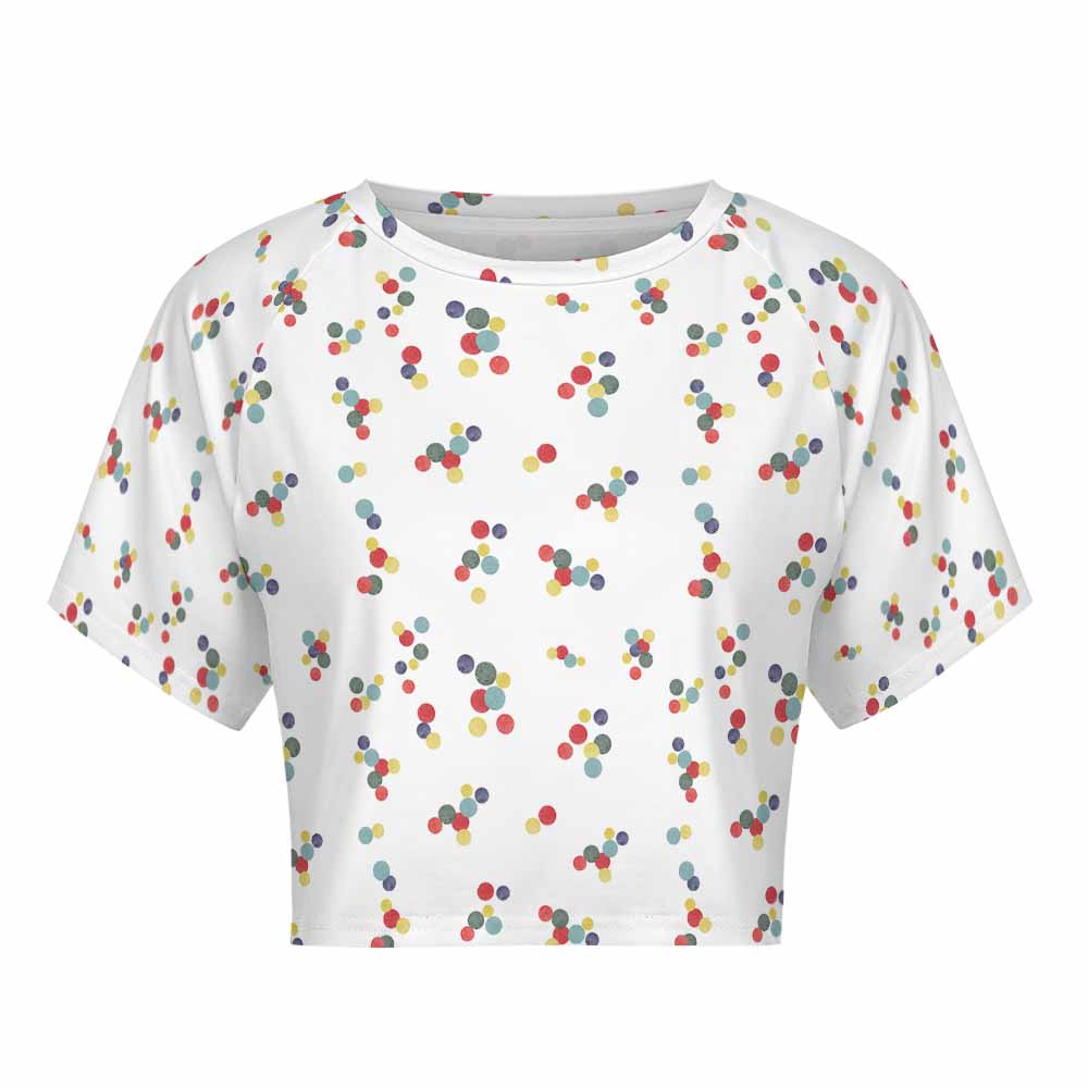 White floral print short-sleeved navel-exposed shirt made of brushed milk silk