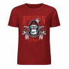 Burgundy pure cotton short sleeve T-shirt with American Legend gorilla graphic print, summer fashion.