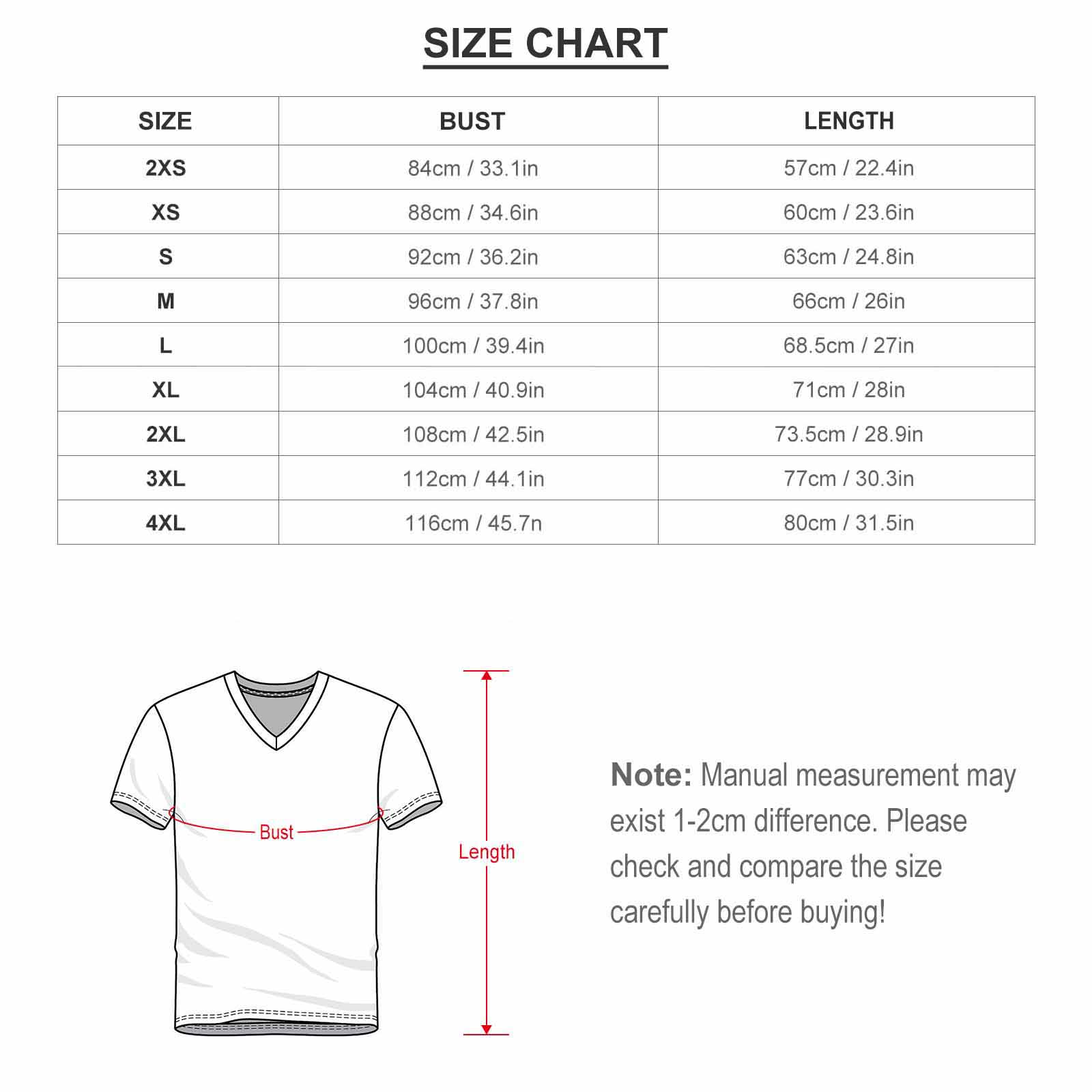 Football suit set size chart, featuring bust, length, and pants length measurements, including V-neck style illustration.