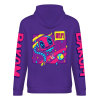 Purple cotton hoodie with "FOREVER" design, "DAKUM" sleeve prints, youth fashion style