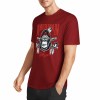 Burgundy cotton T-shirt with "AMERICAN LEGEND" gorilla graphic print, summer fashion.