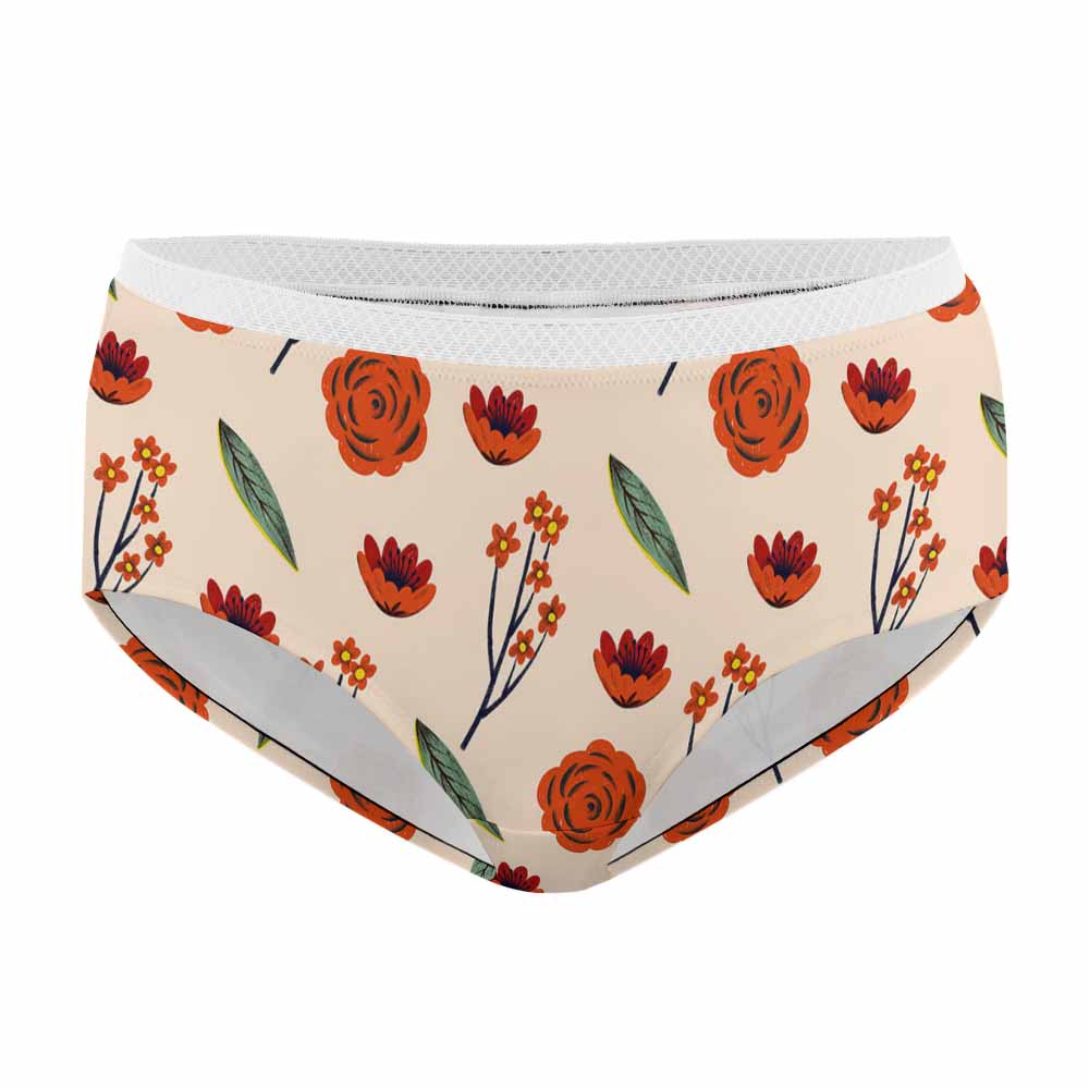 Women's floral lace underwear in beige lycra fabric, comfortable and elastic.