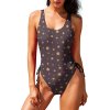 Black Polka Dot One Piece Swimsuit with Adjustable Straps and Side Ties