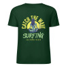 Green pure cotton surfing T-shirt with Catch the Wave surfing graphic, summer fashion, front view