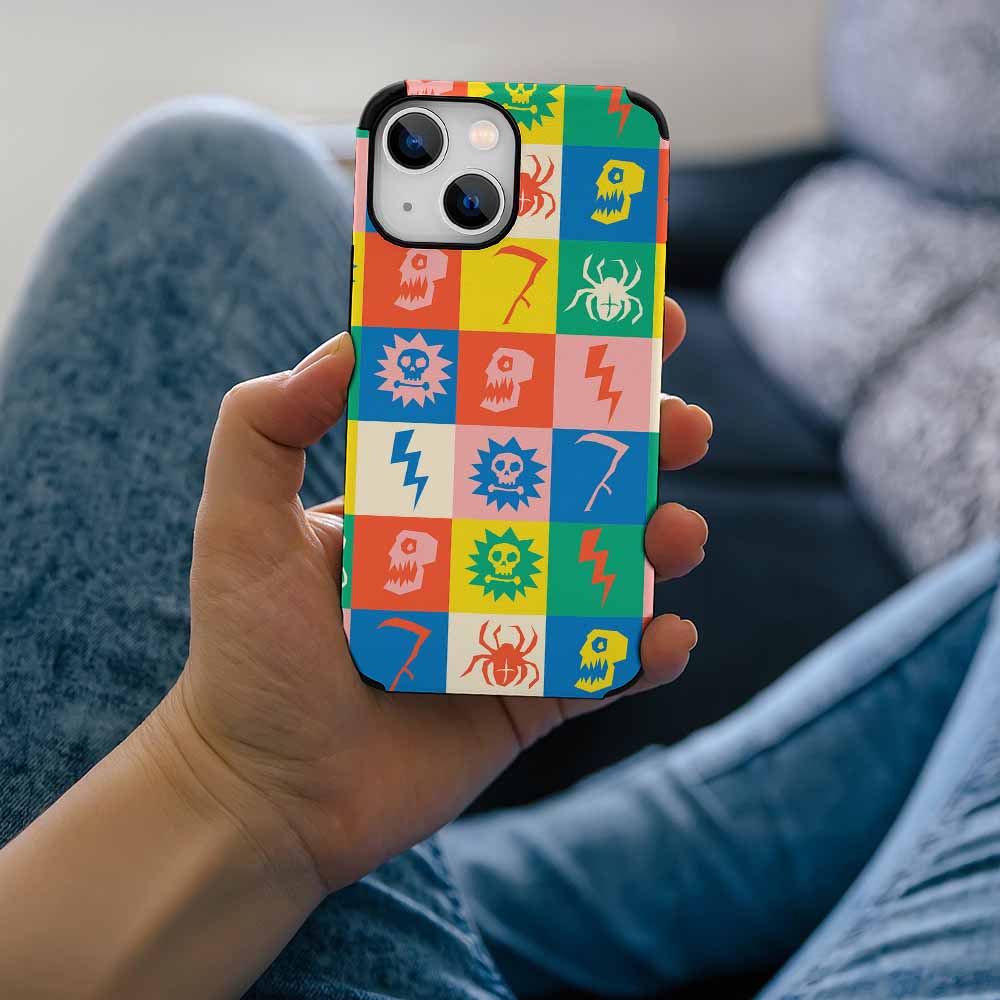 iPhone 13 Fiber Skin Case with Colorful Geometric Pattern