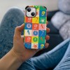iPhone 13 Fiber Skin Case with Colorful Geometric Pattern
