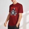 Burgundy cotton short-sleeved T-shirt with "AMERICAN LEGEND" gorilla graphic print, summer fashion.