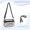 Transparent satchel with Taylor Swift text and removable strap, for work and travel.