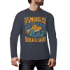 Dark blue pure cotton long sleeve T-shirt featuring ASMODUS SOULFUL SHAKER graphic for casual wear.