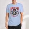 Light blue cotton short-sleeved T-shirt with AMERICAN LEGEND gorilla graphic print