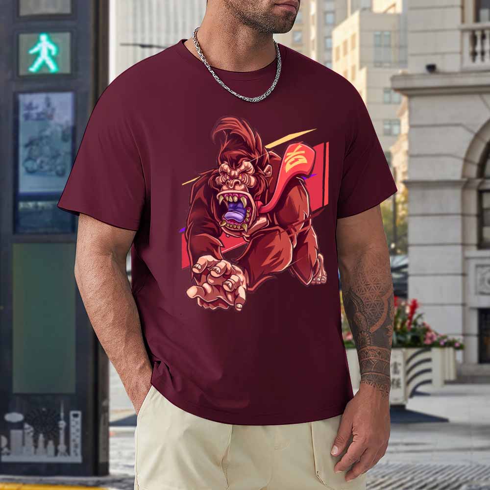 Men's maroon cotton t-shirt with red monster graphic print | Inkedjoy design