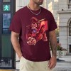 Men's maroon cotton t-shirt with red monster graphic print | Inkedjoy design