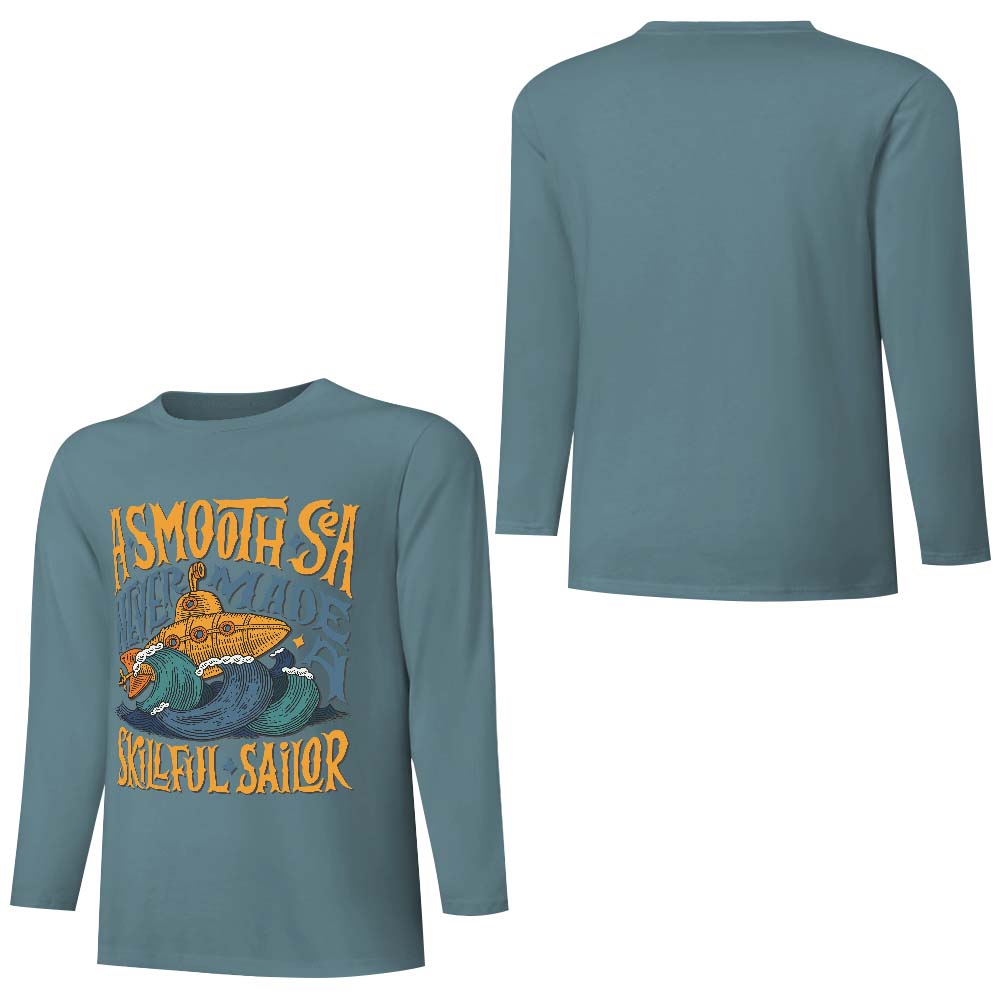Turquoise pure cotton long sleeve T-shirt with ASMOOTH ARE MADE OF SOULFULLY graphic