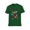 Green Men's T-shirt with Cartoon Baseball Player Graphic and 'Just Do It' print, cotton fabric.