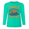 Turquoise pure cotton long sleeve T-shirt featuring 'ASMOOTH ARE MADE OF SOULFULLY' graphic.