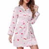 White ladies' long sleeve belted robe with cherry pattern, 100% polyester, comfortable and sexy for home wear.