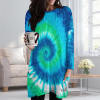 Blue and green tie-dye long sleeve T-shirt with pockets, a fashionable spring and autumn essential from Inkedjoy.