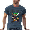 Men's dark blue cotton 'Just Do It' T-shirt with baseball cartoon graphic