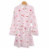 White cherry print ladies' robe, 100% polyester, comfortable for home wear