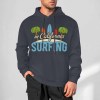 Navy blue cotton California Surfing hoodie for men, loose fit design, suitable for daily wear.