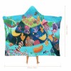 Underwater scene Cloak Hooded Blanket in Arctic Velvet, coral, fish, jellyfish design.