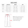 Size chart for LP Flared Pants, including length, waist, and hip measurements.