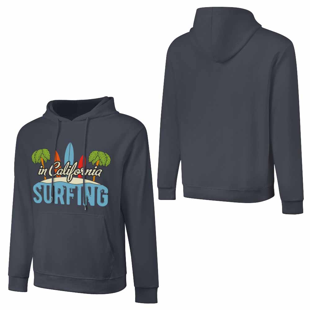 Navy blue Surfing hoodie with graphic, cotton, loose fit, suitable for daily wear.