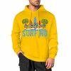 Yellow cotton hoodie with CALIFORNIA SURFING graphic, suitable for daily wear