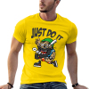 Yellow Men's 'Just Do It' T-shirt with cartoon design, 100% cotton.