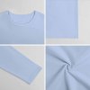 Light blue pure cotton long-sleeved T-shirt details, fabric and texture for casual wear.