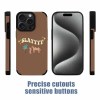 iPhone 15 Pro Max fiber skin case with "SLAYYY" text and precise cutouts.
