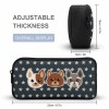 Cute dog pattern pencil case, adjustable thickness and dimension display, perfect for school and day trips.
